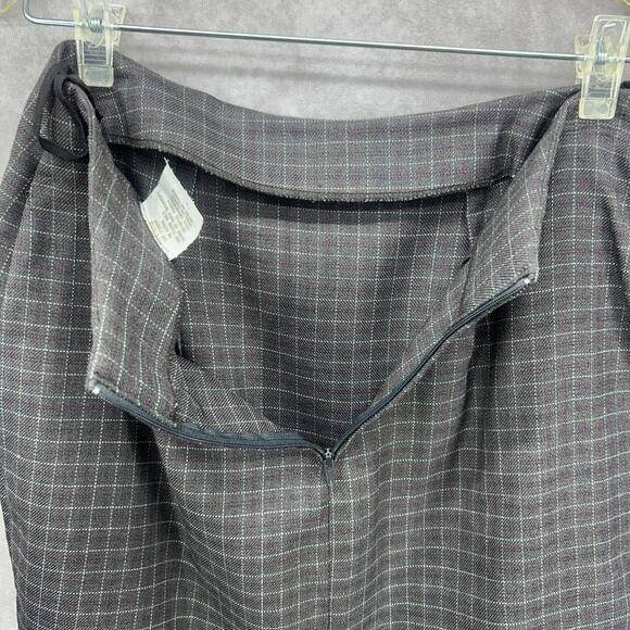 VTG Scarlett Skirt Suit Set Womens 4 Charcoal Windowpane Zip Jacket Hardware 90s - Picture 7 of 10